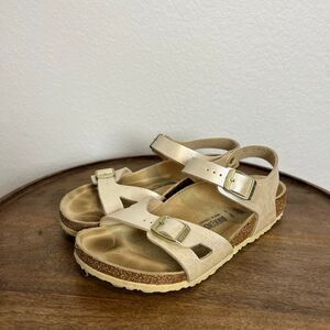 Birkenstock Rio Kids Birko-Flor Graceful Pearl White Sandals Size 34 US 3